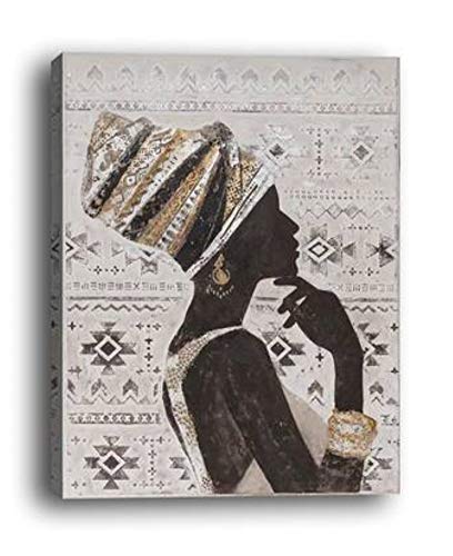 WOWDECOR Wall Art Modern Canvas Prints Painting - African Beauty Girl Side Face Giclee Pictures Printed on Canvas, Wall Decor for Home Living Room Bedroom - DIY Frame (Large)