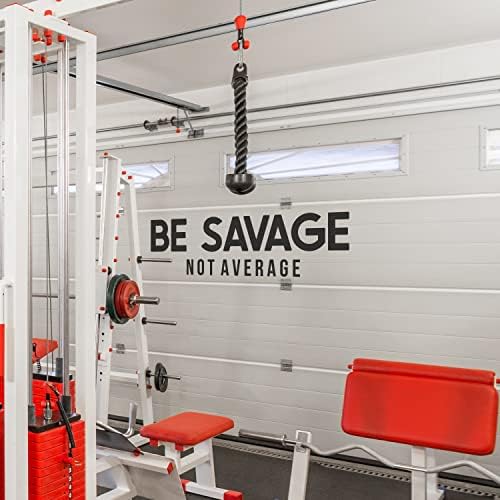 My Vinyl Story | Be Savage Not Average | Motivational Large Gym Wall Decal Quote for Home Gym Yoga Exercise Fitness Workout Fitness Motivational Wall Art Decor Vinyl Removable Sticker 36x10 inches