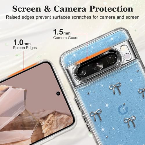 Coque Google Pixel 8 Pro EYZUTAK avec nœud 3D argenté et protection silicone clair - 3