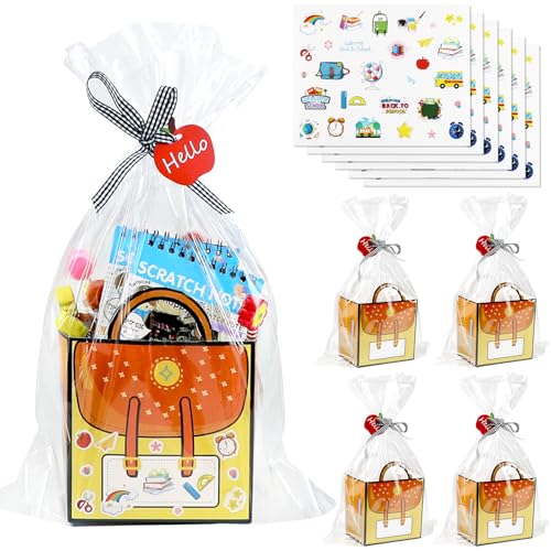 84 Pcs Back to School Gifts for Students with Stickers Ribbons, Treat Basket Empty to Fill Sets, First Day of School Candy Box, Classroom Gifts Bulk Kit as Teacher Appreciation Gifts
