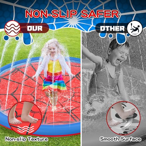 Image of Non Slip Splash Pad for Kids and Dogs 67'' Extra Large Splash Pad | Outdoor Sprinkler for Kids, Dog Water Summer Toys Outdoor Toys for Toddlers 3-5 Ages 4-12