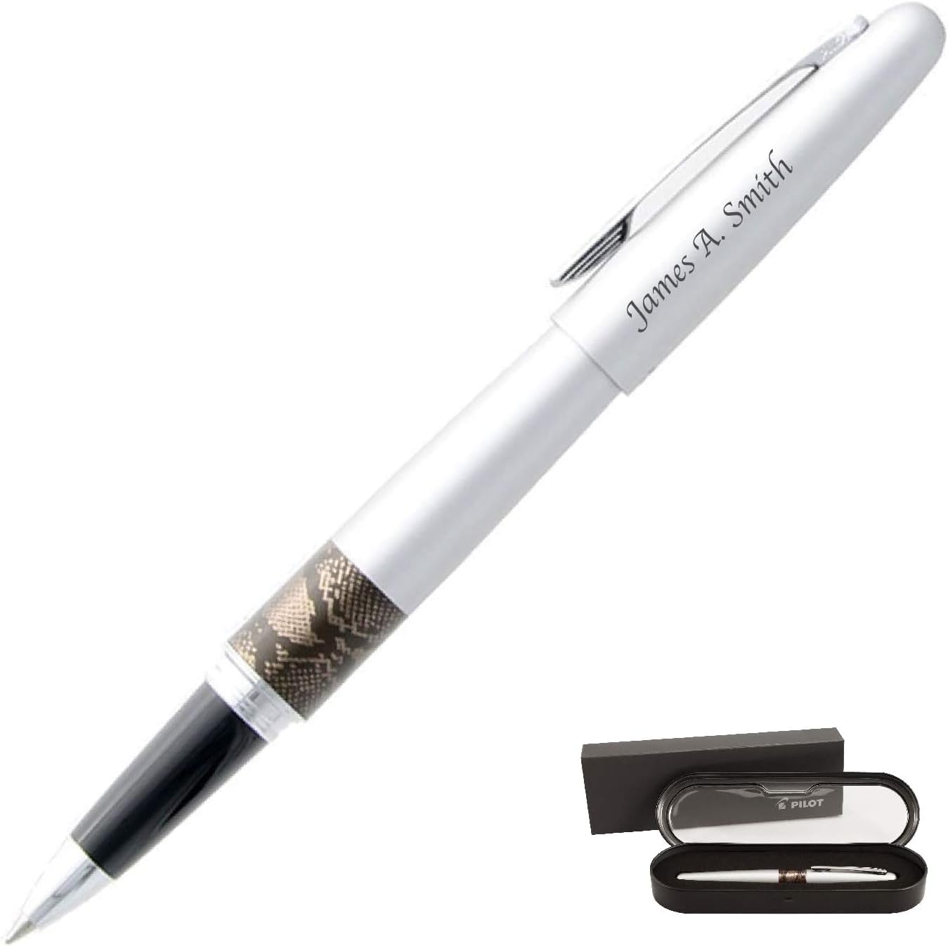 Goldspot Personalized Pilot Metropolitan Animal Rollerball Ballpoint Pen in Custom Engraved Pen Leopard in Matte Violet