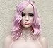 Short Pink Curly Bob Wig Pastel wig Short Bob wig with Fringe14" Beach wave hairstyle wig/Durable heat friendly wig for everyday use or Cosplay women (Pink)