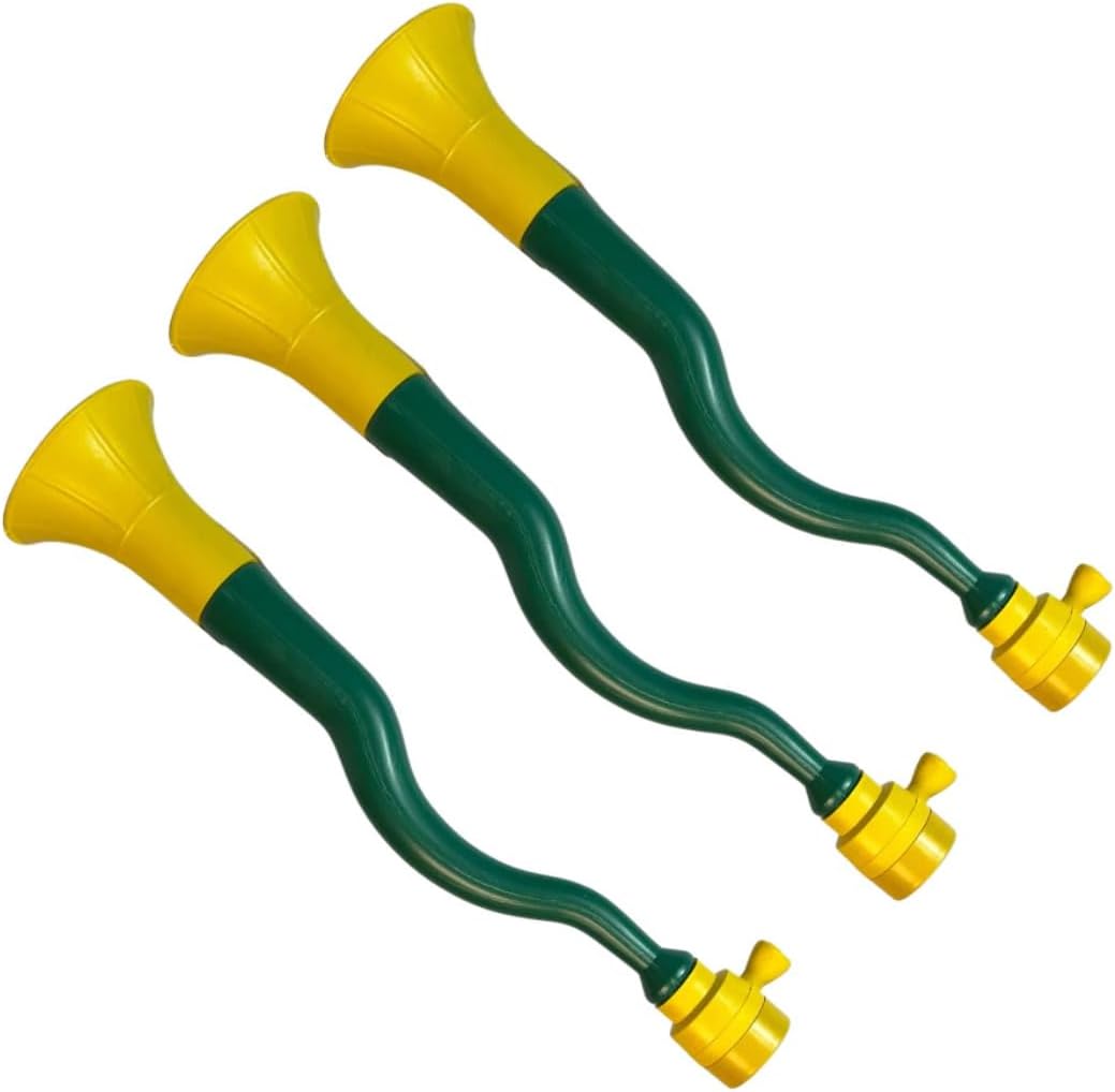 Kit 3 unidades Corneta Vuvuzela Buzina Ondulada Brasil Verde e Amarelo 42cm Copa do Mundo