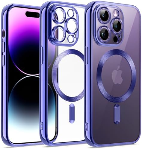 JETech Electroplated Case for iPhone 14 Pro Max 6.7-Inch, Camera Lens Full Protection, Compatible with MagSafe Wireless Charging, Shockproof Soft TPU Phone Cover (Black)