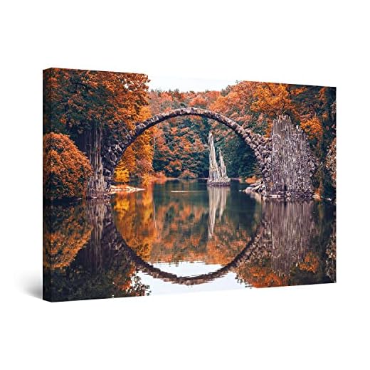 Startonight Cuadro Moderno en Lienzo - Puente Rakotz - Pintura Abstracta para Salon Decoración 60 x 90 cm