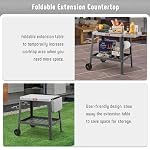 Feasto Outdoor Grill Table, Rolling Pizza Oven Stand, 31" x 19", Black - Image 6