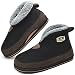 KuaiLu Zapatillas Casa Bota Hombre Invierno Fieltro Cerradas Babuchas Caballero Caliente Peluche Lana Piel Pantuflas Botines Comoda Ortopedicas Memory Foam Slippers Antideslizante Goma Suela Negro 46