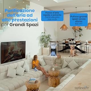 SereneLife Purificatore d'Aria HEPA per Casa, WiFi & App, Silenzioso, Camere fino a 100 m², Rimuove Polvere, Peli Animali e Odori, Air Purifier, Ideale per Allergie