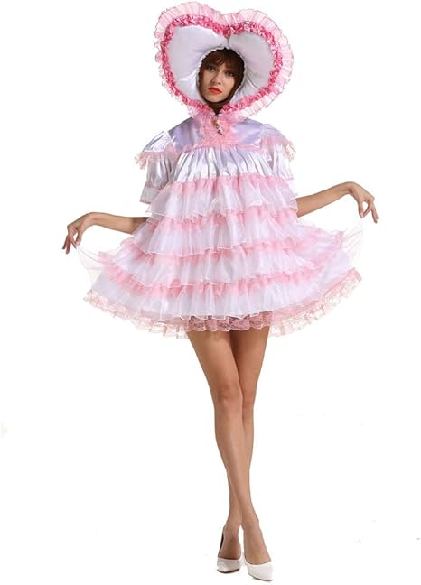 Amazon Co Jp Gocebaby アダルト ベビー めめしい ロック ハートかわいい 快適な サテン 白い ワンピース 女形が着傾向 M 服 ファッション小物