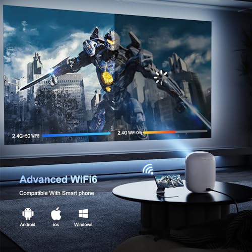 Beamer【Autofocus/trapeziumcorrectie】 Draagbare beamer met 5G wifi en Bluetooth, mini-beamer, 4K native 1080p outdoor projector, thuisbioscoop, videobeamer compatibel met - Image 6