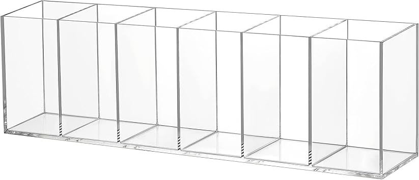 Jetec 6 Compartments Acrylic Pen Holder, Pencil Makeup Brush HolderClear