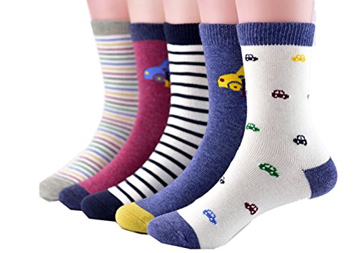 Km Boy's Cotton Five Pairs of Cartoon Printing Socks #A521