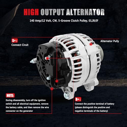 GDSMOTU Alternator Fits for Volkswagen Jetta 2005-2014,for Golf 2010-2014 2.5L,for Rabbit 2.5L 2006-2009, 140 Amp/12 Volt Replacement Alternators 11254 07K903023A ABO0402 0124525102 by GDSMOTU - Image 4