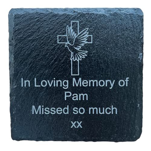 Engraved Memorial Slate/Coaster - Personalised choose own wording