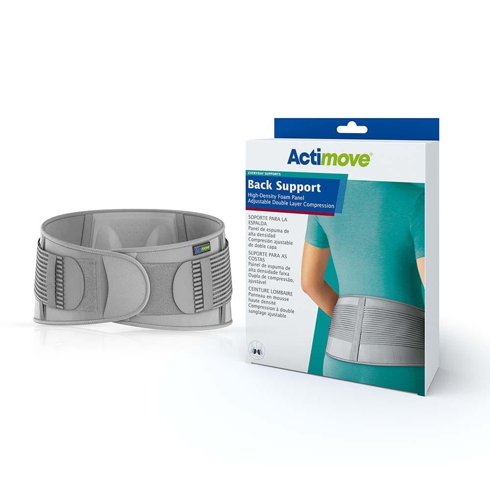 Actimove Everyday Supports Back Support | Back Brace with High-Density Foam Panel, Adjustable, Double Layer Compression for Acute & Chronic Back Pain, Lumbar Instability, Rehabilitation | Grey, Large/ X-Large