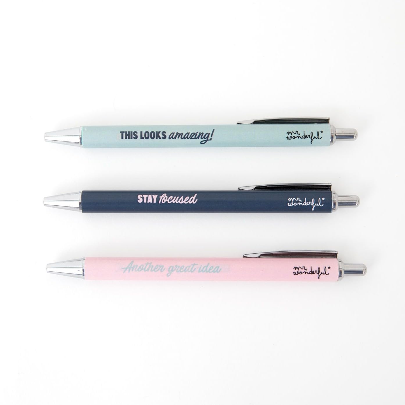 Mr. Wonderful - Set of 3 pens for moments of inspiration - Blue and Black Ink - Writing Pen Set