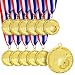 Juvale Gold Medals for Soccer Game - 12-Pack Metal Medals - Winner Awards for Kids Soccer, Football, Foosball, Sport Games, 2 Inches in Diameter with 31-Inch Ribbon, Gold, Metal