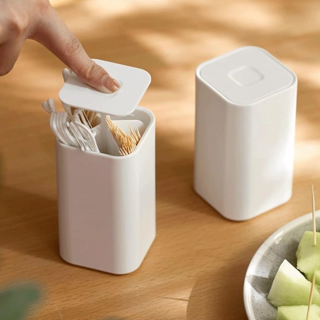 Toothpick Dispenser, Dental Floss Box, Cotton Swab Box Pop-Up Pusher, Toothpick Holder, Toothpick Pot for Restaurant, Cotton Bud, Toothpicks for Appetizers