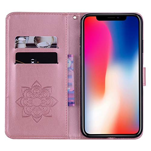 Bonitec Compatible With Iphone 12 Pro Max Wallet Case, Cute Cartoon Animal Owl Embossed Mandala Flower Carve Pu Leather Credit Card Slot Flip Cover Kickstand With Strap Magnet Clip Case #TOP3