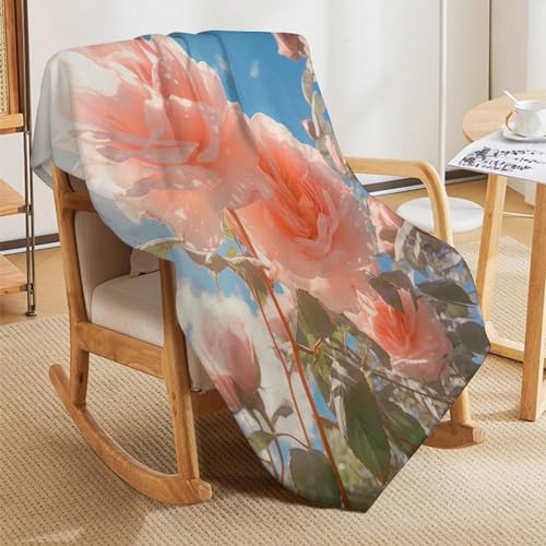 Manta de franela con flores suave y cálida reversible de 150x200 cm 8
