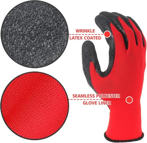Image of Multipurpose Nylon Anti Cut PU Nitrile Coating Work Safety Gloves Black-Red Pair 1