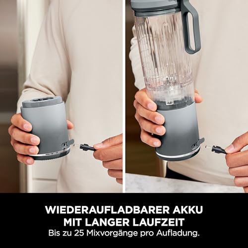Ninja Blast Max Tragbarer Mixer/Blender/Smoothie Maker, 570 ml, wiederaufladbar, Mixbecher & auslaufsicherer Deckel, 3 Funktionen, Smoothies, Proteinshakes, Silberfarben BC251EUSL 3