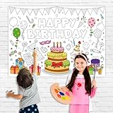 Ovanda Mal Tischdecke für Kinder, 110 x 80 cm, Riesige DIY Papier Ausmal Tischdeckes, Bastelposter, Spiele, Geschenke, Aktivitäten Banner, Kunst Klassenraum Dekoration,Kuchen Mal Tischdecke für Kinder
