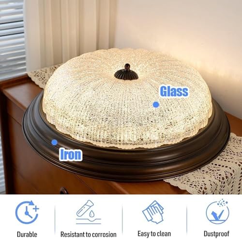 Plafonnier encastré à intensité variable avec diffuseur en verre côtelé chic