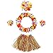Produktbild InnoBase Hawaiian Hula Grass Rock mit Blumen Leis Kostüm Set Elastische Grass und Blumen Armbänder Stirnband Halskette für Luau Beach Party Dance Gefälligkeiten Kostüm Frauen