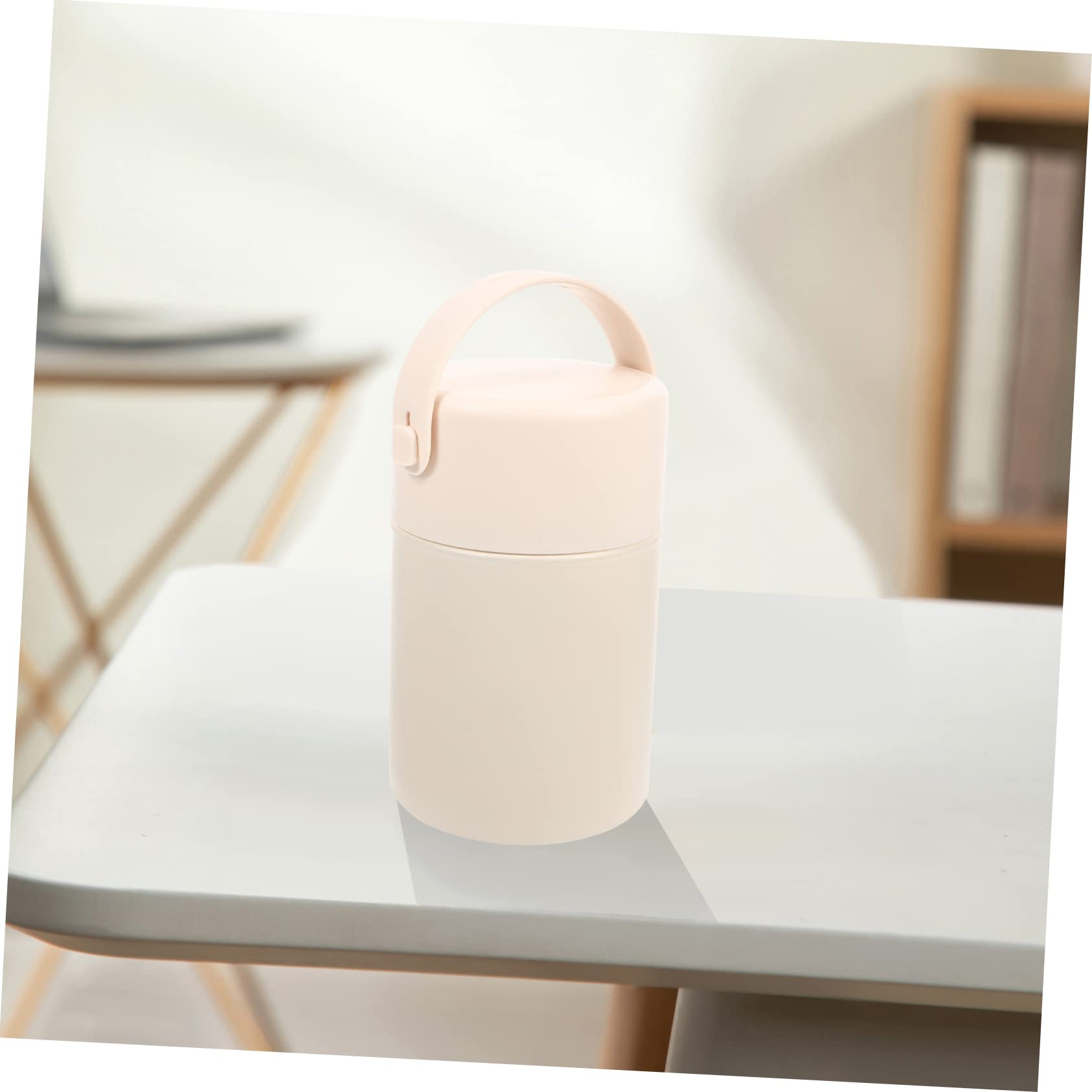 850ml Edelstahl Lebensmittelglas Thermobehälter mit Löffel und Henkel Auslaufsicher und Leicht zu Tragen für Outdoor Aktivitäten in Beige