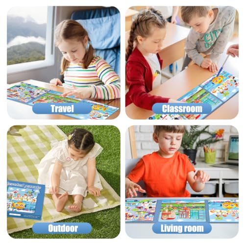 Image of Magnetic Puzzles for Toddlers 3-5 Toddler Puzzle Travel Toys (Traffic) | Jigsaw Puzzles for Kids 97-Pieces Travel Toys Transportation Puzzles Ages 4-6 Road Car Trip & Airplane Activity