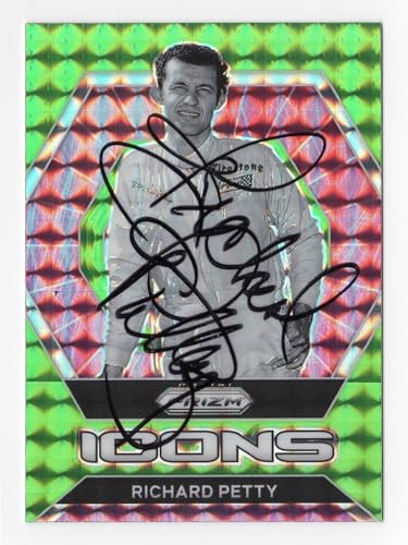 AUTOGRAPHED Richard Petty 2022 Panini Prizm Racing ICONS (Green Prizm) Signed NASCAR Collectible Insert Trading Card with COA
