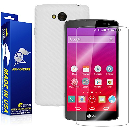 Armorsuit MilitaryShield White Carbon Fiber Skin Wrap Film + HD Clear Screen Protector for LG Tribute LS660 - Anti-Bubble Film
