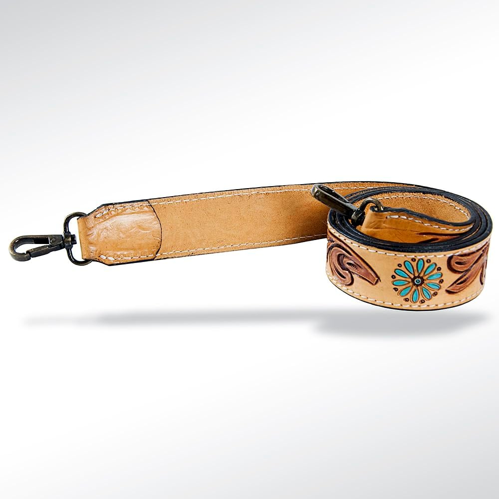 American Darling Hand Tooled Genuine Leather Crossbody Handle Strap for Bags Phone Keychain Wallet Purse Clutch Cellphone