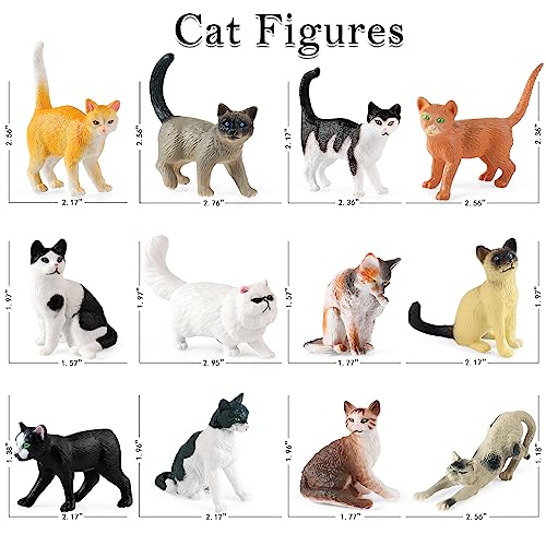 Scahow SW016-CATS 12Pcs Realistic Cat Figurines, Plastic Mini Cat Figures Toys, Kitten Miniature Toys Cake Topper Easter Eggs Christmas Birthday Gift For Kids Boys Girls thumb #3