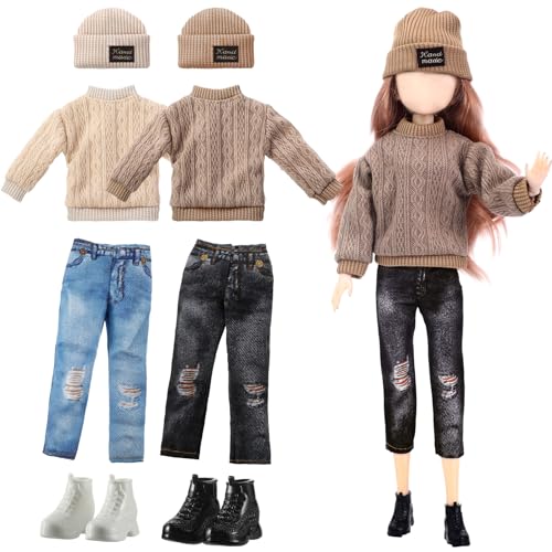 Bencailor 8 Pcs Doll Clothes Doll Accessories Include Sweater Pants Shoes Hat for Winter Christmas(Elegant,12 Inch)