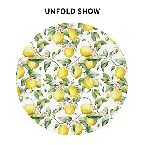 Yilad Lemon Round Tablecloth Waterproof Fabric Table Cover Washable 60” Table Cloth For Kitchen Dining Room Party Picnic #TOP5