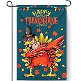 NiHome 12x18 Inch Thanksgiving Double-Sided Garden Flag Lovely Turkey Harvest Fall Autumn Harvest Decorations House Flags Home Decor