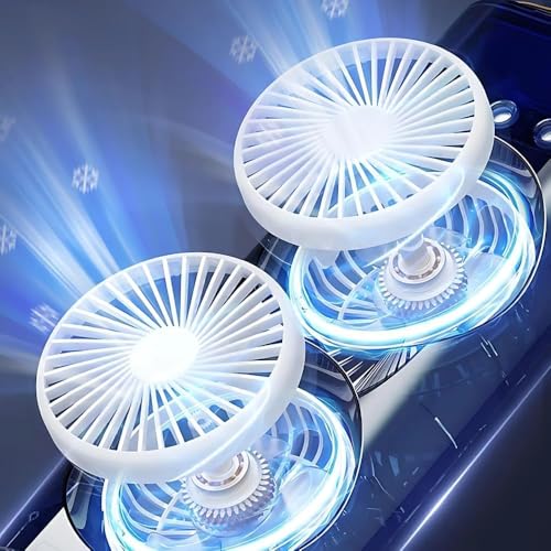Image of Aluan Portable Double Ended Mist Spray Fan for Summer Room Cooling, USB Rechargeable Mini AC Air Cooler Misting Fans for Home,Table | Electric Cooler With 280ml Water, 7colors Led Remote (White)