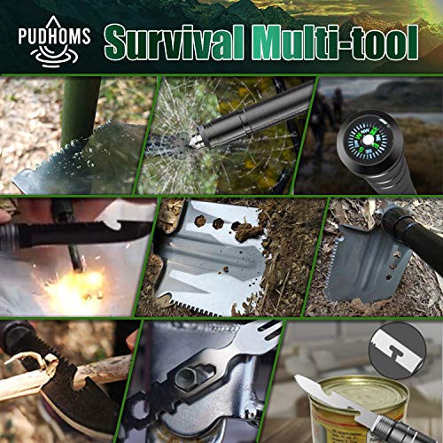 Pudhoms Survival Shovel Multitool – Survival Axe Hatchet 3Heads In1 Folding Shovel Military Tactical Shovel Survival Tools Camping Shovel Backpacking Equipment Gear Emergency Kit Hiking Camping Knife #TOP1