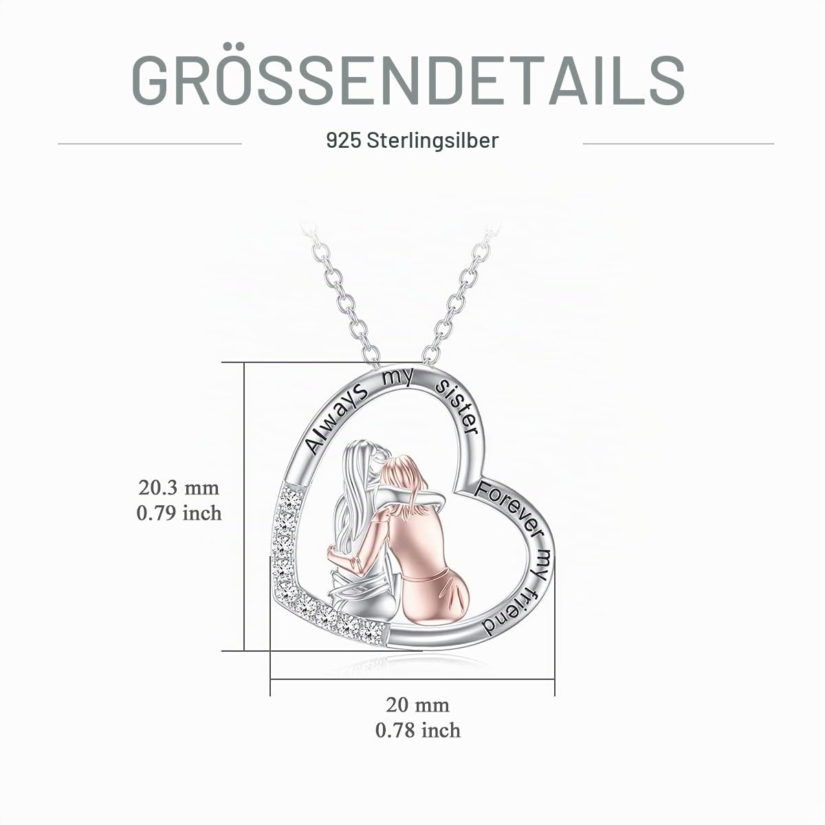 TOUPOP Geschenk für Schwestern 925 Sterling Silber Schwester Kette 2/3 Schwestern Anhänger Schmuck für Schwester Mama Damen Freundin Tochter Geburtstag Weihnachtstag