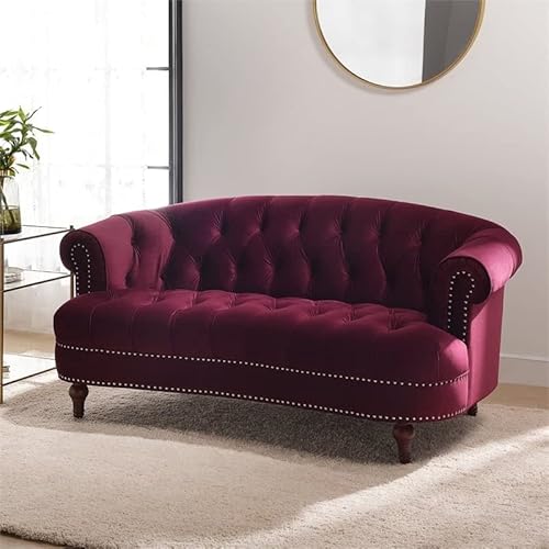 Jennifer Taylor Home La Rosa Victorian Chesterfield Loveseat, Burgundy Velvet #TOP2