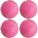 HiBallBall Tennis Balls, 4 Pack Practice Tennis Balls for Beginner, Training Tennis Balls for Pets Dogs (Pink)