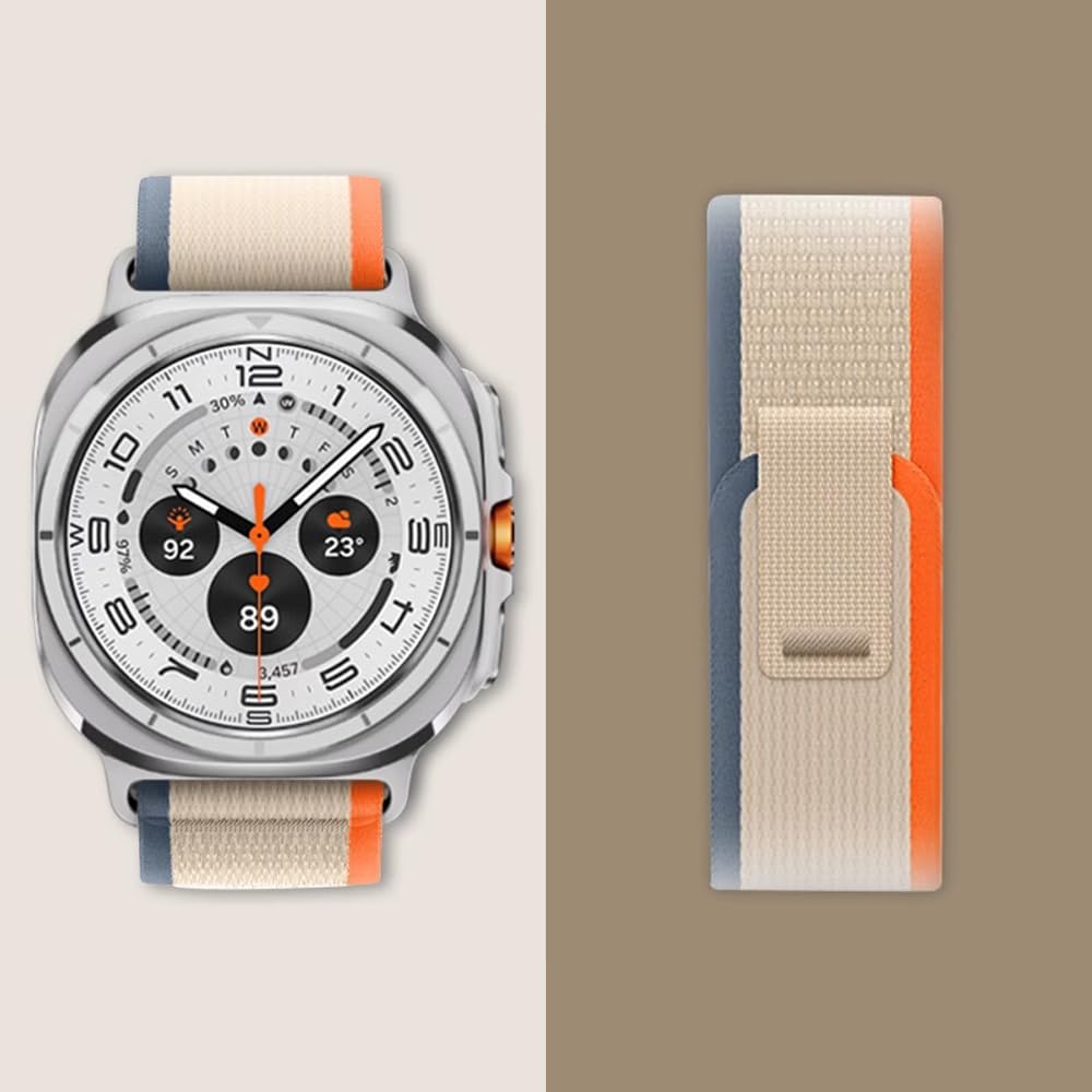 BUDAY Bracelet For Samsung Galaxy Watch Ultra Strap 47mm Accessories Sport Nylon wristband Trail loop correa Watchbands(Yellow Beige)