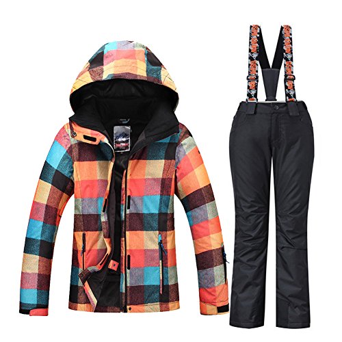 HOTIAN Ski Jacket Snowboard Jacket Womens High Windproof Colorful Snow Jacket Pants Set