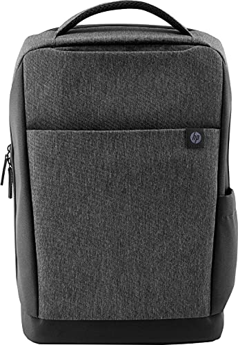 HP 15.6 inch Renew Recycled Backpack - Grey. Water Resistant Coating, Adjustable and Padded Straps, Padded Compartments, 13 Pockets and Key Fob, Made from 72% Recycled Materials