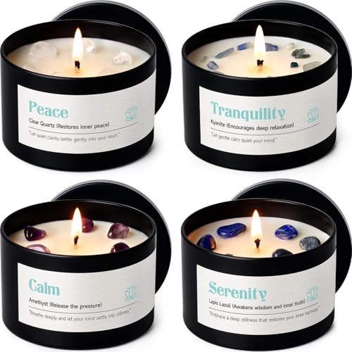AOOVOO Crystal Calm Candles Set for Women - Soy Candle for Home Scented