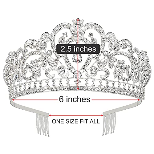 Makone Silver Crystal Crowns And Tiaras With Comb For Girls Or Women Queen Crown Princess Hair Accessories Christmas Birthday Halloween Party Wedding Tiaras Valentines Gifts(Style-6) #TOP2