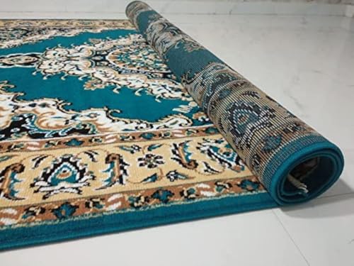 Image of Soft Traditional Washable Beautiful Acrylic Rugs for Home Decor Living Room 7x10 feet (210 x 300 CM) Super Blue